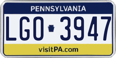 PA license plate LGO3947