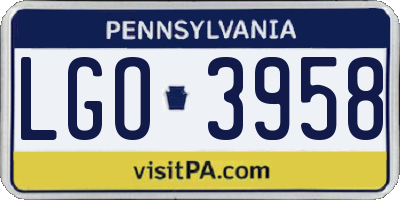 PA license plate LGO3958