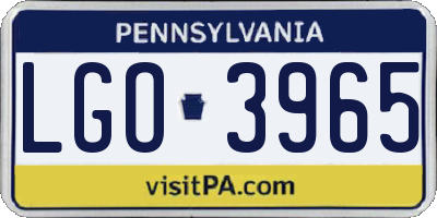 PA license plate LGO3965