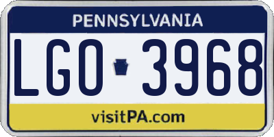 PA license plate LGO3968