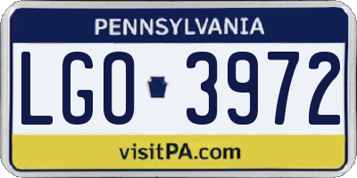 PA license plate LGO3972