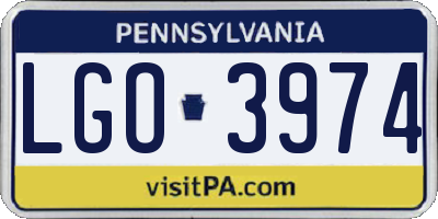 PA license plate LGO3974