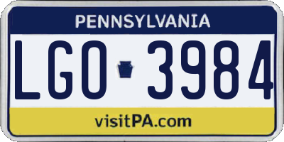 PA license plate LGO3984