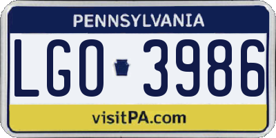 PA license plate LGO3986