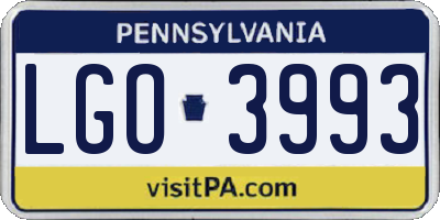 PA license plate LGO3993