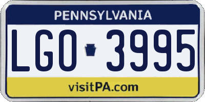 PA license plate LGO3995