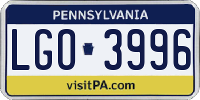 PA license plate LGO3996