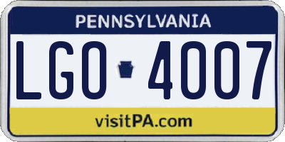 PA license plate LGO4007
