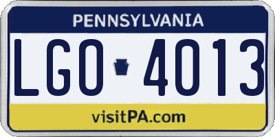 PA license plate LGO4013
