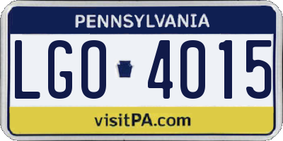 PA license plate LGO4015