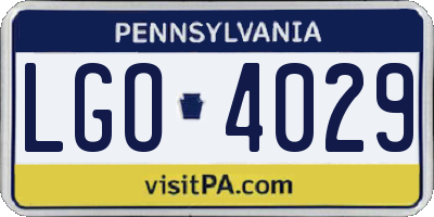 PA license plate LGO4029
