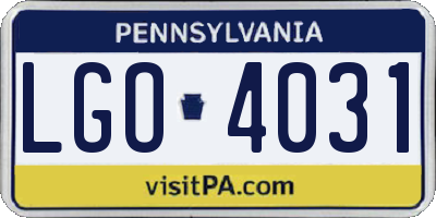 PA license plate LGO4031