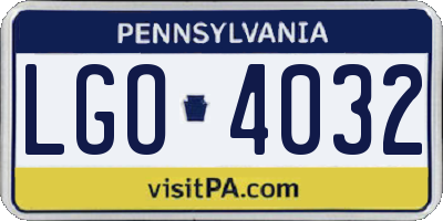 PA license plate LGO4032