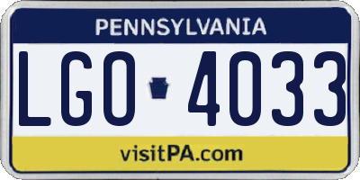 PA license plate LGO4033