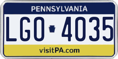 PA license plate LGO4035