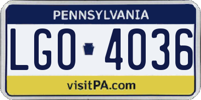 PA license plate LGO4036