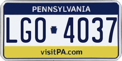 PA license plate LGO4037