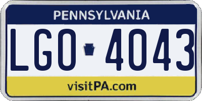 PA license plate LGO4043