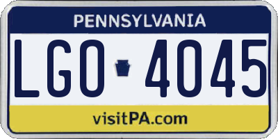 PA license plate LGO4045