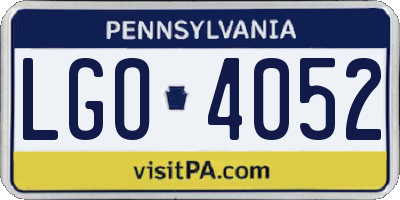 PA license plate LGO4052