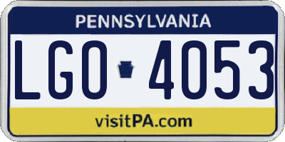 PA license plate LGO4053