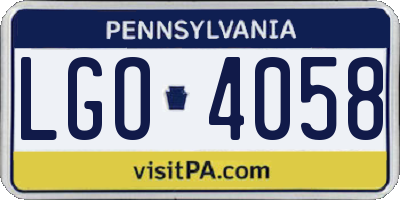 PA license plate LGO4058