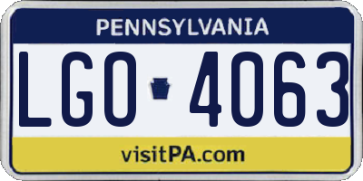 PA license plate LGO4063