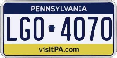 PA license plate LGO4070