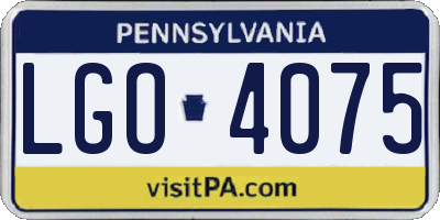 PA license plate LGO4075