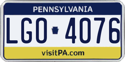 PA license plate LGO4076