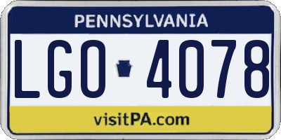 PA license plate LGO4078