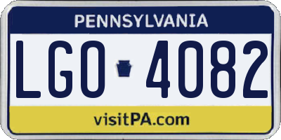 PA license plate LGO4082