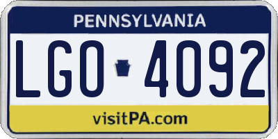 PA license plate LGO4092