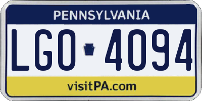 PA license plate LGO4094