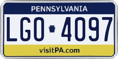 PA license plate LGO4097
