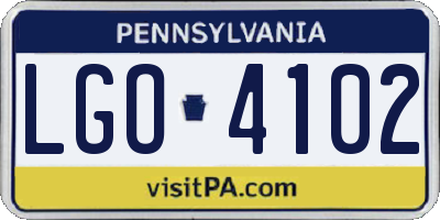PA license plate LGO4102
