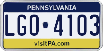 PA license plate LGO4103
