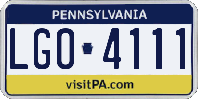 PA license plate LGO4111