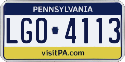 PA license plate LGO4113