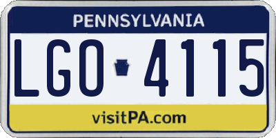 PA license plate LGO4115