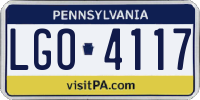 PA license plate LGO4117