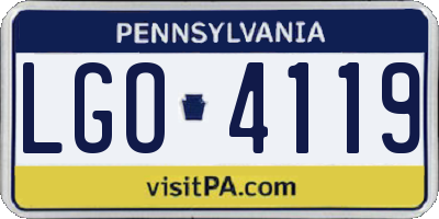 PA license plate LGO4119