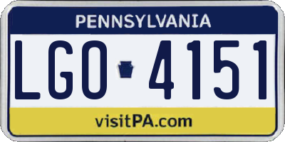 PA license plate LGO4151