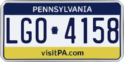 PA license plate LGO4158