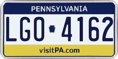 PA license plate LGO4162