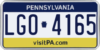 PA license plate LGO4165