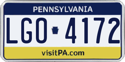 PA license plate LGO4172