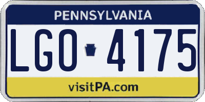PA license plate LGO4175