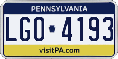 PA license plate LGO4193