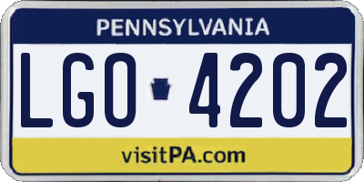 PA license plate LGO4202
